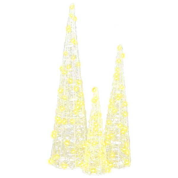 vidaXL Sapin de Noël 3 pcs Blanc chaud 20 x 20 x 80 cm Acrylique