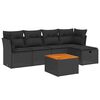 vidaXL Salon de jardin 6 pcs avec coussins noir r&eacute;sine tress&eacute;e