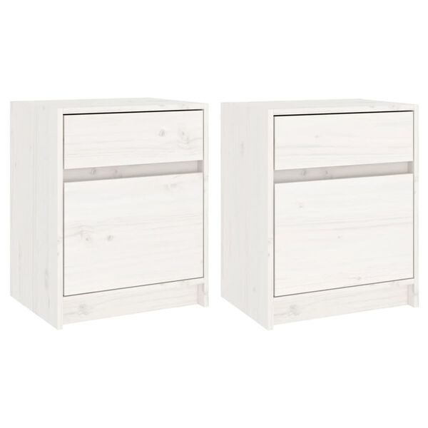 vidaXL Tables de chevet 2 pcs Blanc 40x31x50 cm Bois de pin massif