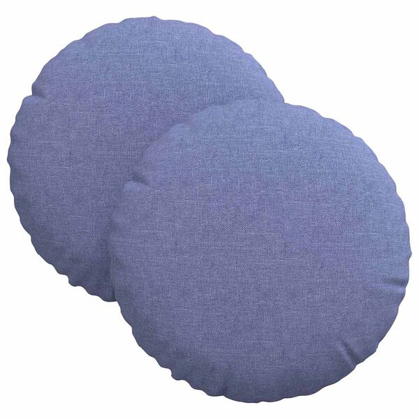 vidaXL Coussins de si&egrave;ge 2 pcs Bleu denim &Oslash;30 x 13 cm tissu