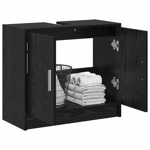 vidaXL Cabinet de salle de bain avec porte Chêne noir 63 x 29 x 55 cm