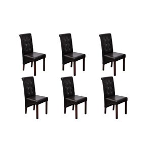vidaXL Chaises &agrave; manger lot de 6 marron similicuir