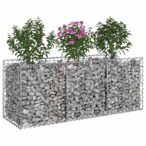 vidaXL Lit sur&eacute;lev&eacute; gabion Argent&eacute; 150 x 50 x 60 cm Acier galvanis&eacute;