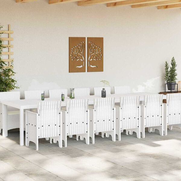 vidaXL Ensemble de salle à manger pour jardin 13 pcs Blanc Rattan Polt