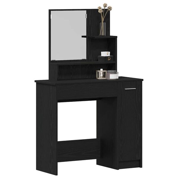 vidaXL Table de Toilette avec tiroir Ch&ecirc;ne noir 86,5 x 35 x 136 cm