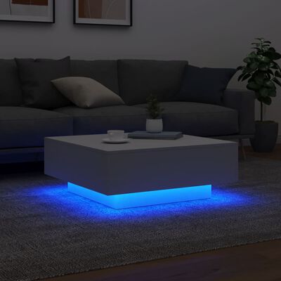 vidaXL Table basse avec lumières LED blanc 80x80x31 cm