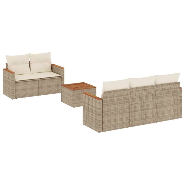 vidaXL Salon de jardin avec coussins 6 pcs beige r&eacute;sine tress&eacute;e