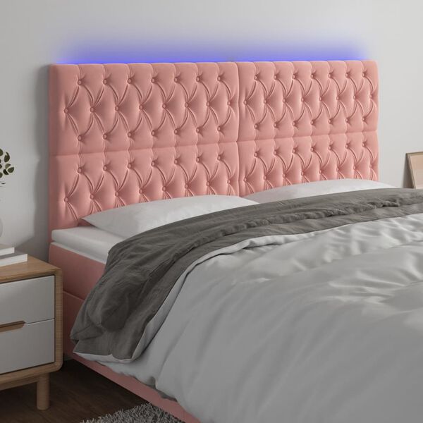 vidaXL T&ecirc;te de lit &agrave; LED Rose 200x7x118/128 cm Velours