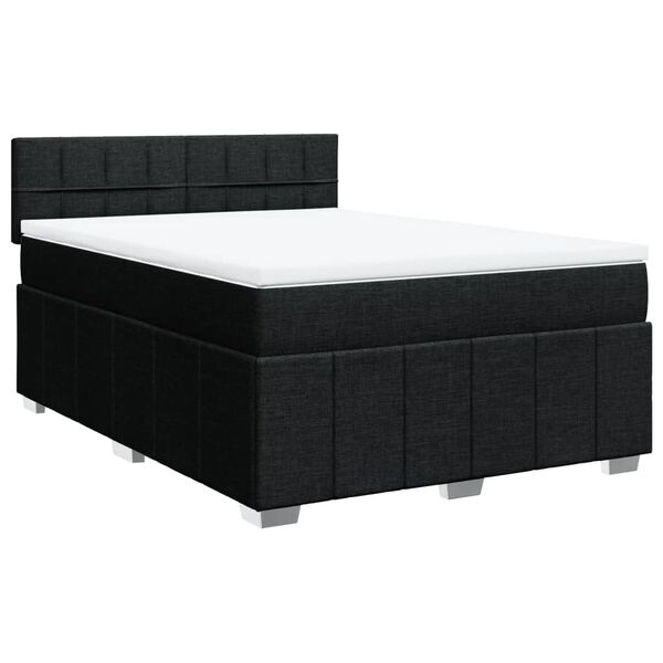 vidaXL Sommier &agrave; lattes de lit avec matelas Noir 160x200 cm Tissu