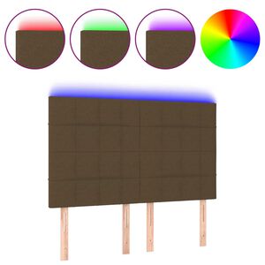 vidaXL T&ecirc;te de lit &agrave; LED Marron fonc&eacute; 144x5x118/128 cm Tissu
