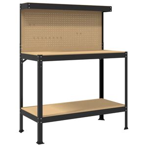 vidaXL Atelier Noir 114 x 54 x 145 cm Bois d'ing&eacute;nierie et m&eacute;tal