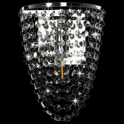 vidaXL Lampe murale avec perles de cristal Argenté Ovale ampoule E14