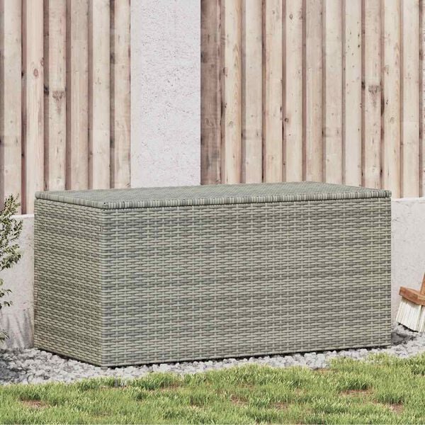 vidaXL Bo&icirc;te de rangement de jardin r&eacute;sine tress&eacute;e 100x50x50 cm gris