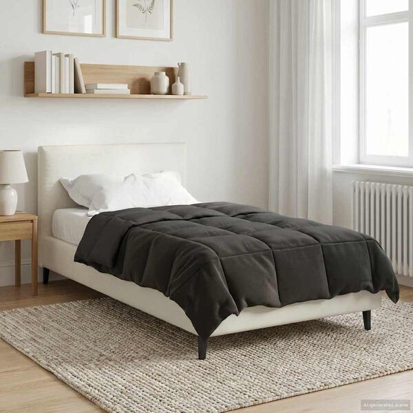 vidaXL Duvet d'&eacute;t&eacute; simple Matelass&eacute; Anthracite 135 x 200 cm Microfibre
