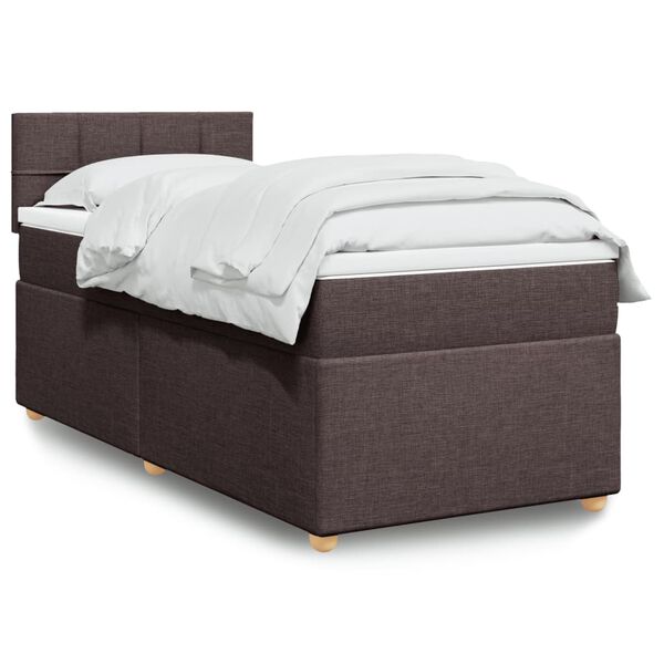 vidaXL Sommier &agrave; lattes de lit avec matelas Marron fonc&eacute; 90x200 cm