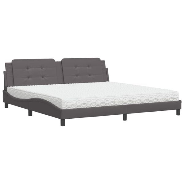 vidaXL Lit avec matelas Zadar gris 200x200 cm similicuir