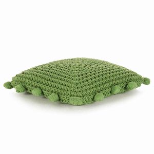 vidaXL Coussin de jet&eacute; Basketweave avec oreiller Vert 50 x 50 cm Coton