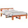 vidaXL Cadre de lit avec t&ecirc;te de lit Brun cire 135 x 190 cm Pin massif