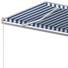 vidaXL Auvent rétractable automatique et poteaux 3x2,5 m Bleu et blanc