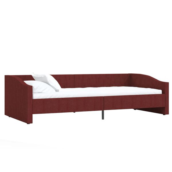vidaXL Lit avec matelas et USB Rouge bordeaux Tissu 90x200 cm