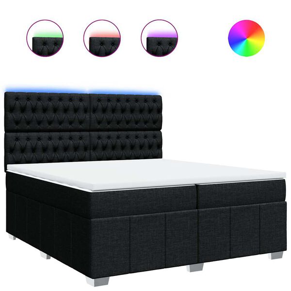 vidaXL Sommier &agrave; lattes de lit avec matelas Noir 200x200 cm Tissu