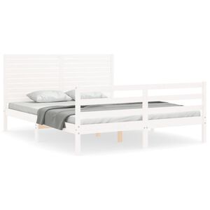 vidaXL Cadre de lit sans matelas blanc 160x200 cm bois massif