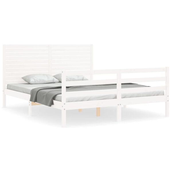 vidaXL Cadre de lit sans matelas blanc 160x200 cm bois massif