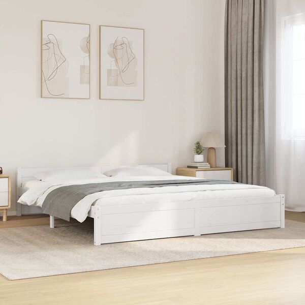 vidaXL Cadre de lit sans matelas blanc bois massif 180x200 cm