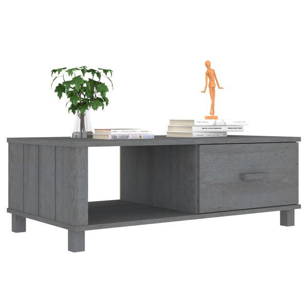 vidaXL Table basse HAMAR Gris foncé 100x55x35 cm Bois massif de pin