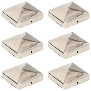 vidaXL Bouchons de poteau de clôture pyramidaux 6 pcs Inox 71x71 mm