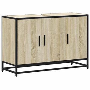 vidaXL Meuble de salle de bain avec lavabo Ch&ecirc;ne Sonoma 90 x 33 x 60 cm Bois d'ing&eacute;nierie