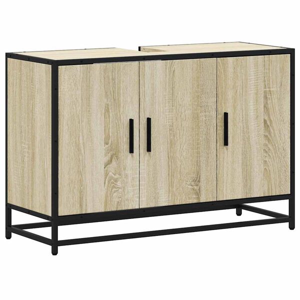 vidaXL Meuble de salle de bain avec lavabo Ch&ecirc;ne Sonoma 90 x 33 x 60 cm Bois d'ing&eacute;nierie