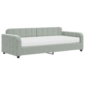 vidaXL Lit de jour avec matelas gris clair 90x200 cm velours