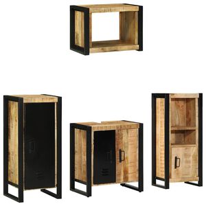 vidaXL Ensemble de mobilier de salle de bain 4 pi&egrave;ces Marron et Noir