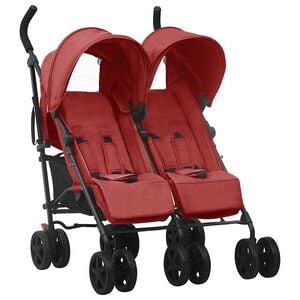 vidaXL Poussette &agrave; deux places Rouge Acier