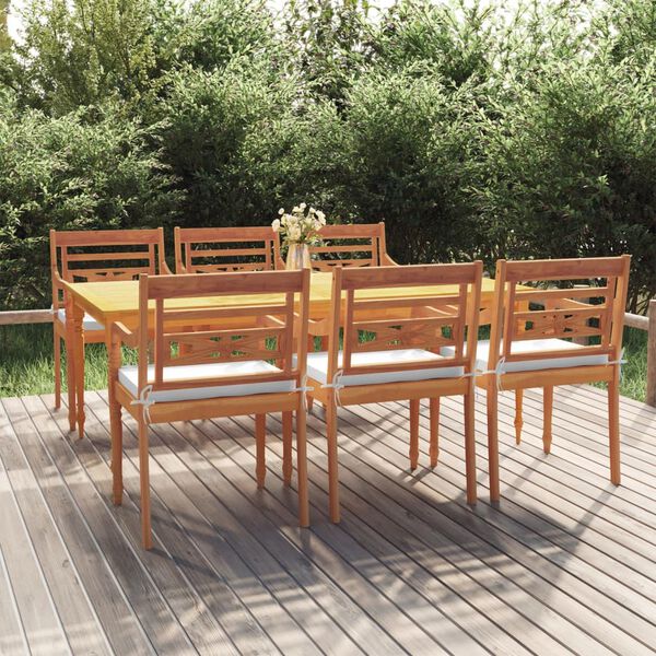 vidaXL Ensemble &agrave; manger de jardin coussins 7pcs Bois de teck solide