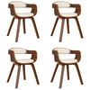 vidaXL Chaises &agrave; manger lot de 4 cr&egrave;me similicuir et bois courb&eacute;