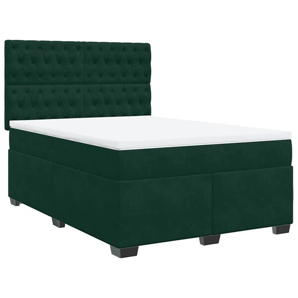 vidaXL Sommier &agrave; lattes de lit et matelas Vert fonc&eacute; 160x200cm Velours