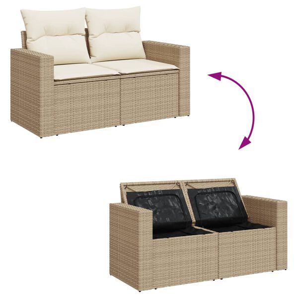 vidaXL Salon de jardin avec coussins 10 pcs beige r&eacute;sine tress&eacute;e