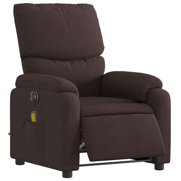 vidaXL Fauteuil de massage inclinable &eacute;lectrique Marron fonc&eacute; Tissu