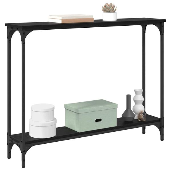 vidaXL Table console Ch&ecirc;ne noir 100 x 22,5 x 75 cm Bois d'ing&eacute;nierie