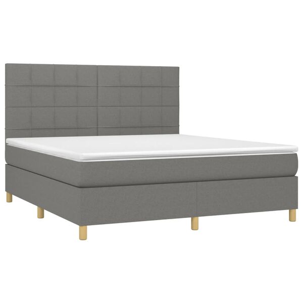 vidaXL Sommier &agrave; lattes de lit avec matelas Gris fonc&eacute; 160x200cm Tissu
