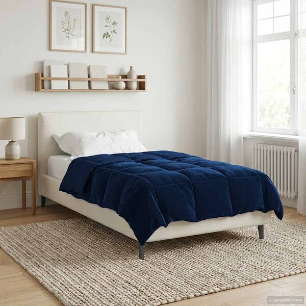 vidaXL Duvet d'hiver Matelass&eacute; Bleu fonc&eacute; 140 x 200 cm Microfibre
