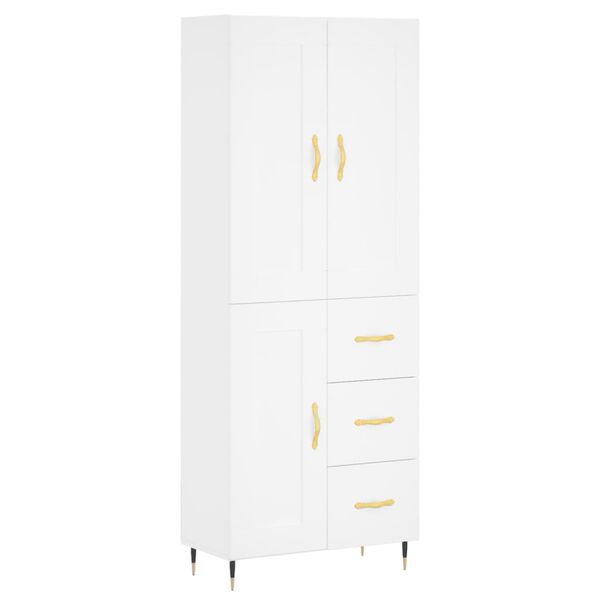 vidaXL Buffet haut Blanc 69,5x34x180 cm Bois d'ing&eacute;nierie