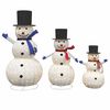 vidaXL Famille de Bonhommes de Neige de No&euml;l 3 pc Blanc chaud Tissu