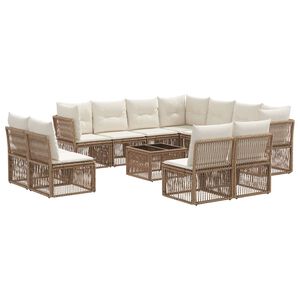 vidaXL Ensemble de canap&eacute; de jardin 12 pc Beige polyrotin