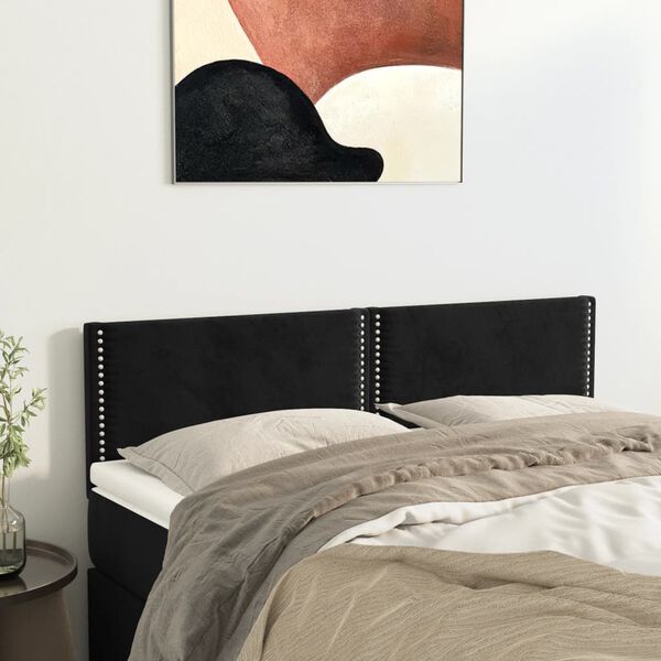 vidaXL T&ecirc;tes de lit Noir 144 x 5 x 78/88 cm Velours