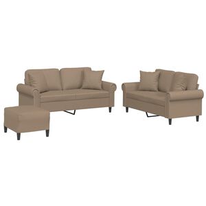 vidaXL Ensemble de canap&eacute;s 3 pcs avec coussins cappuccino similicuir