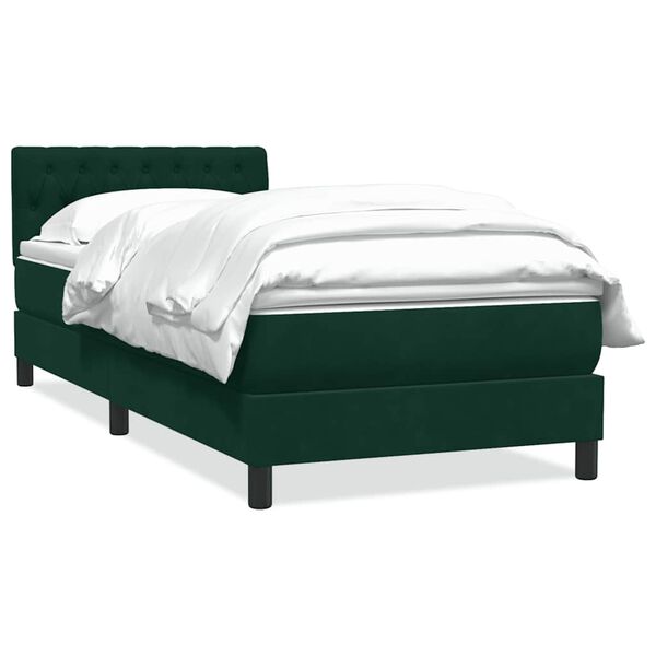 vidaXL Sommier &agrave; lattes de lit et matelas vert fonc&eacute; 100x210cm velours