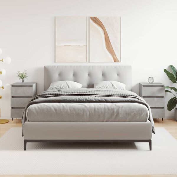 vidaXL Tables de chevet 2 pcs gris b&eacute;ton 40x35x69 cm bois d&rsquo;ing&eacute;nierie